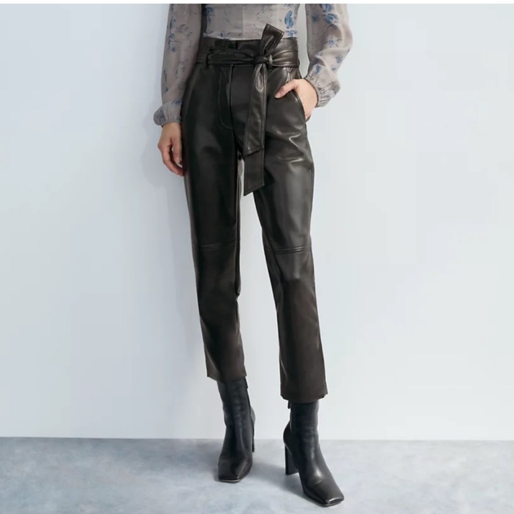 WILFRED HIGH TIED FAUX LEATHER PANT